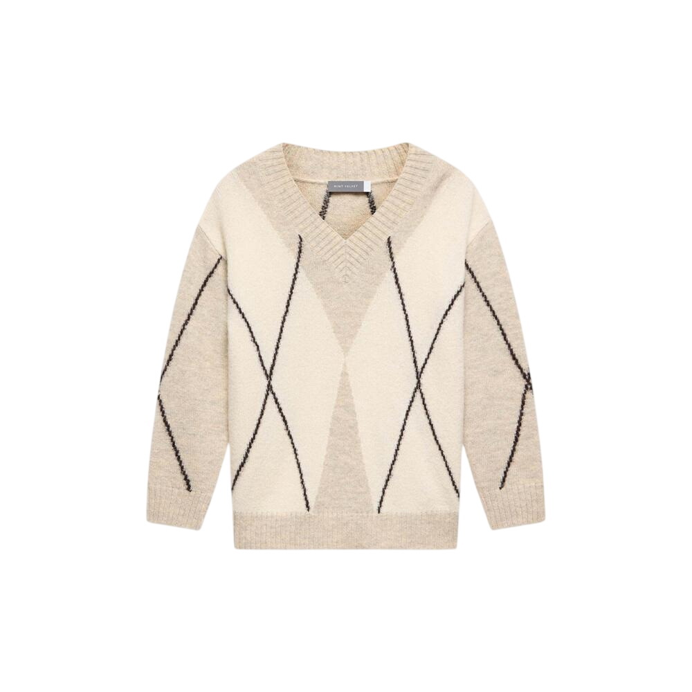 Mint Velvet Argyle V-Neck Jumper